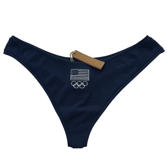 SKIMS Soft Lounge Dipped Thong Team USA Lot of 2 Navy Sienna Large - Picture 3 of 11